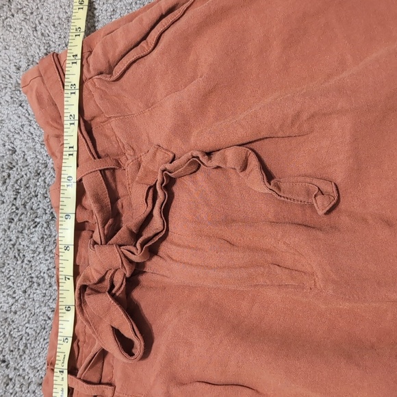Madewell Linen Blend Burnt Orange Paperbag Pants Women's size 8 Waist Tie - Picture 10 of 13